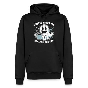 Realtor - Men’s Premium Organic Hoodie - black - Front - Nico (187cm)