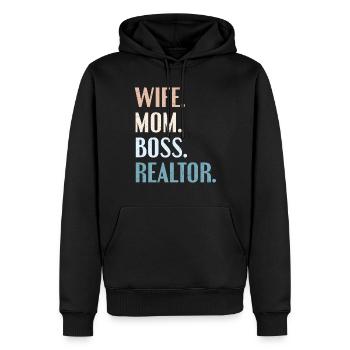 Agent immobilier - Sweat à capuche Premium bio Homme - noir - Devant - Nico (187cm)