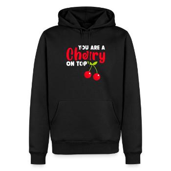 Kirsche Kirschbaum Kirschblüte Frucht Geschenk - Männer Premium Bio Hoodie - Schwarz - Vorne - Nico (187cm)