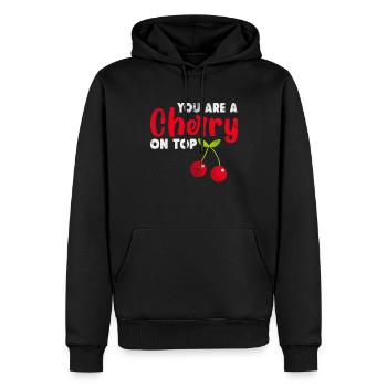 Cerise - Sweat à capuche Premium bio Homme - noir - Devant - Nico (187cm)