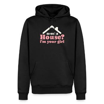 Agent immobilier Agent immobilier Cadeau d’agent immobilier - Sweat à capuche Premium bio Homme - noir - Devant - Nico (187cm)