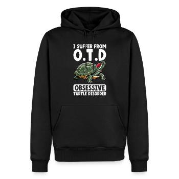Tortue Tortue à oreilles rouges - Sweat à capuche Premium bio Homme - noir - Devant - Nico (187cm)