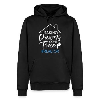 Agent immobilier Agent immobilier Cadeau d’agent immobilier - Sweat à capuche Premium bio Homme - noir - Devant - Nico (187cm)
