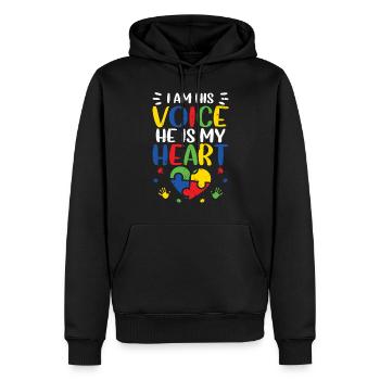 Autisme - Sweat à capuche Premium bio Homme - noir - Devant - Nico (187cm)