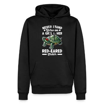 Tortue Tortue à oreilles rouges - Sweat à capuche Premium bio Homme - noir - Devant - Nico (187cm)