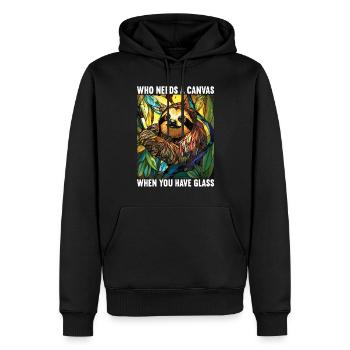 Vitrail artiste Vitrail Art - Sweat à capuche Premium bio Homme - noir - Devant - Nico (187cm)