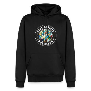 Vitrail artiste Vitrail Art - Sweat à capuche Premium bio Homme - noir - Devant - Nico (187cm)