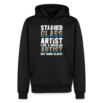 Vitrail artiste Vitrail Art - Sweat à capuche Premium bio Homme - noir - Devant - Nico (187cm)
