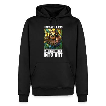 Vitrail artiste Vitrail Art - Sweat à capuche Premium bio Homme - noir - Devant - Nico (187cm)