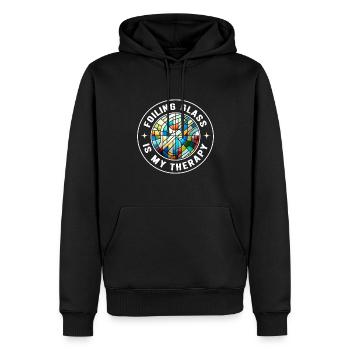 Vitrail artiste Vitrail Art - Sweat à capuche Premium bio Homme - noir - Devant - Nico (187cm)