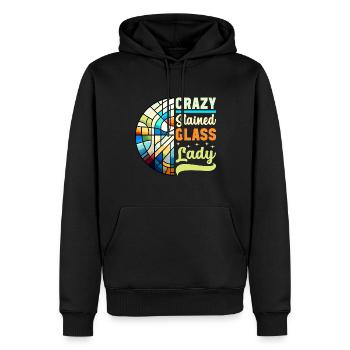 Vitrail artiste Vitrail Art - Sweat à capuche Premium bio Homme - noir - Devant - Nico (187cm)