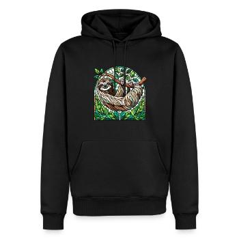 Vitrail artiste Vitrail Art - Sweat à capuche Premium bio Homme - noir - Devant - Nico (187cm)