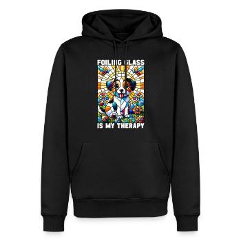 Vitrail artiste Vitrail Art - Sweat à capuche Premium bio Homme - noir - Devant - Nico (187cm)
