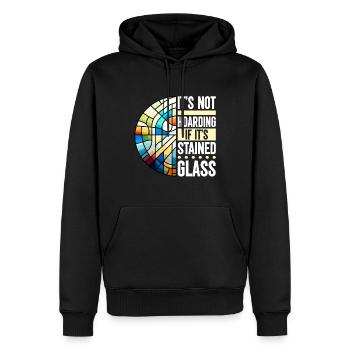 Vitrail artiste Vitrail Art - Sweat à capuche Premium bio Homme - noir - Devant - Nico (187cm)