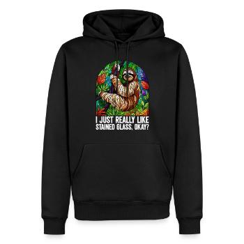 Vitrail artiste Vitrail Art - Sweat à capuche Premium bio Homme - noir - Devant - Nico (187cm)