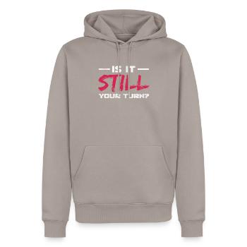 Board game - Men’s Premium Organic Hoodie - taupe - Front - Nico (187cm)