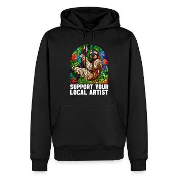 Vitrail artiste Vitrail Art - Sweat à capuche Premium bio Homme - noir - Devant - Nico (187cm)