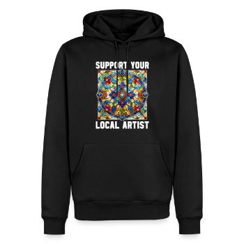 Vitrail artiste Vitrail Art - Sweat à capuche Premium bio Homme - noir - Devant - Nico (187cm)