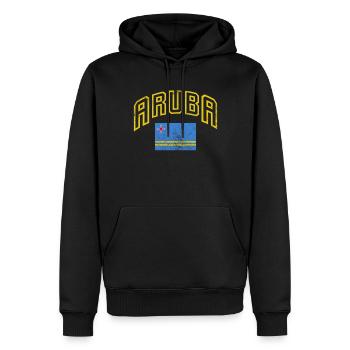 Aruba - Männer Premium Bio Hoodie - Schwarz - Vorne - Nico (187cm)
