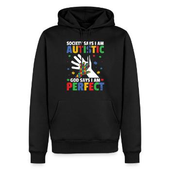 Autisme - Sweat à capuche Premium bio Homme - noir - Devant - Nico (187cm)
