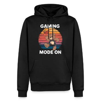 Teddybär spielt Basketball Vintage - Männer Premium Bio Hoodie - Schwarz - Vorne - Nico (187cm)