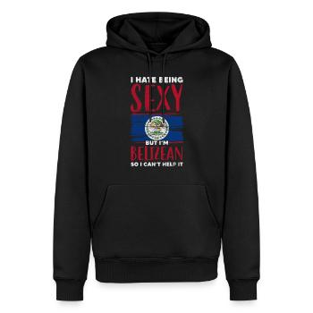 Belize - Männer Premium Bio Hoodie - Schwarz - Vorne - Nico (187cm)