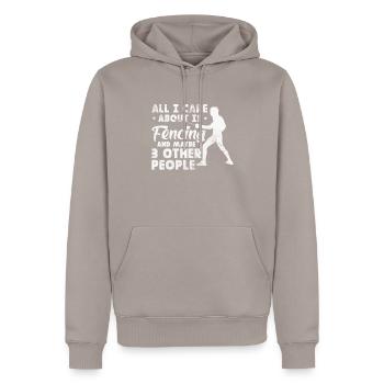 Fencing - Men’s Premium Organic Hoodie - taupe - Front - Nico (187cm)