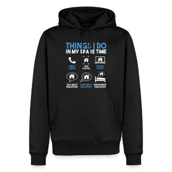 Agent immobilier - Sweat à capuche Premium bio Homme - noir - Devant - Nico (187cm)