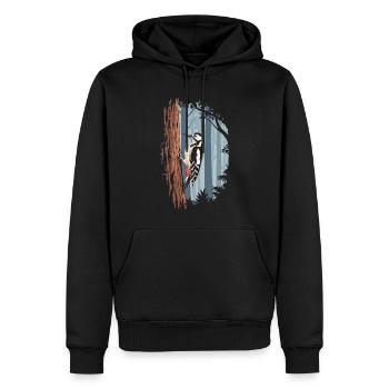 Buntspecht Im Mystischen Wald - Männer Premium Bio Hoodie - Schwarz - Vorne - Nico (187cm)