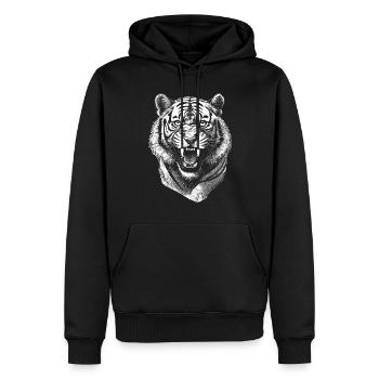 Energiegeladenes Tiger Shirt für Fitness - Männer Premium Bio Hoodie - Schwarz - Vorne - Nico (187cm)