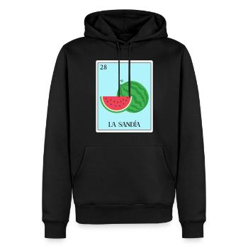 Melon pastèque Fruit d’été Cadeau végétalien - Sweat à capuche Premium bio Homme - noir - Devant - Nico (187cm)
