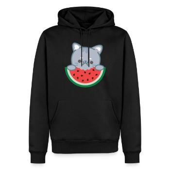 Melon pastèque Fruit d’été Cadeau végétalien - Sweat à capuche Premium bio Homme - noir - Devant - Nico (187cm)