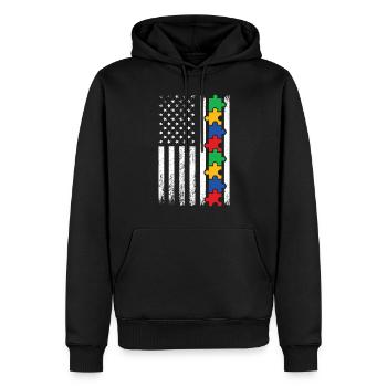 Journée de sensibilisation à l’autisme Cadeau autiste - Sweat à capuche Premium bio Homme - noir - Devant - Nico (187cm)