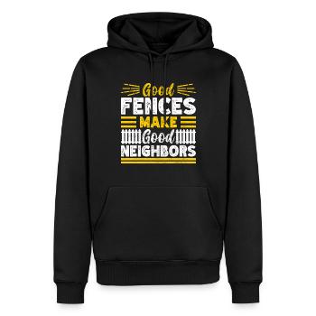 Installateur de clôtures Constructeur de clôtures Installateur de clôtures - Sweat à capuche Premium bio Homme - noir - Devant - Nico (187cm)