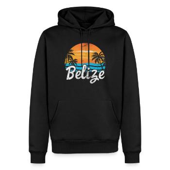 Belize - Männer Premium Bio Hoodie - Schwarz - Vorne - Nico (187cm)