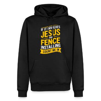 Installateur de clôtures Constructeur de clôtures Installateur de clôtures - Sweat à capuche Premium bio Homme - noir - Devant - Nico (187cm)