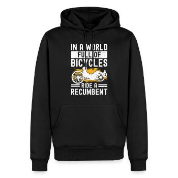 Recumbent Trike Liegetrike Liegedreirad - Männer Premium Bio Hoodie - Schwarz - Vorne - Nico (187cm)