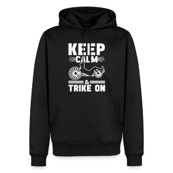 Recumbent Trike Liegetrike Liegedreirad - Männer Premium Bio Hoodie - Schwarz - Vorne - Nico (187cm)