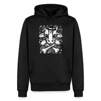 T-shirt tête de vache bande dessinée pour la mode urbaine - Sweat à capuche Premium bio Homme - noir - Devant - Nico (187cm)