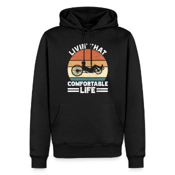 Recumbent Trike Liegetrike Liegedreirad - Männer Premium Bio Hoodie - Schwarz - Vorne - Nico (187cm)