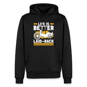 Recumbent Trike Liegetrike Liegedreirad - Männer Premium Bio Hoodie - Schwarz - Vorne - Nico (187cm)