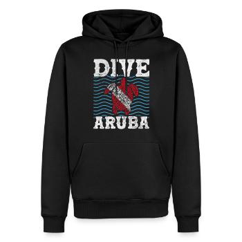 Aruba - Männer Premium Bio Hoodie - Schwarz - Vorne - Nico (187cm)