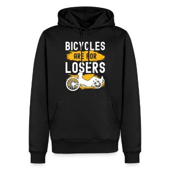 Recumbent Trike Liegetrike Liegedreirad - Männer Premium Bio Hoodie - Schwarz - Vorne - Nico (187cm)
