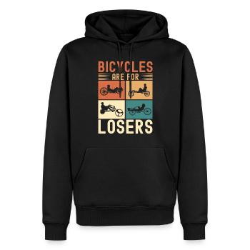 Recumbent Trike Liegetrike Liegedreirad - Männer Premium Bio Hoodie - Schwarz - Vorne - Nico (187cm)