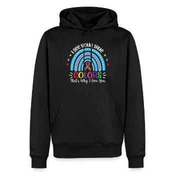 Autisme - Sweat à capuche Premium bio Homme - noir - Devant - Nico (187cm)