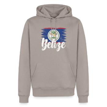 Belize - Männer Premium Bio Hoodie - Taupe - Vorne - Nico (187cm)