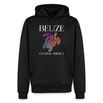 Belize - Männer Premium Bio Hoodie - Schwarz - Vorne - Nico (187cm)
