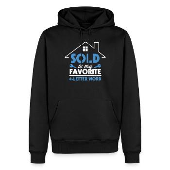 Agent immobilier - Sweat à capuche Premium bio Homme - noir - Devant - Nico (187cm)