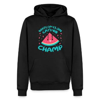 Melon pastèque Fruit d’été Cadeau végétalien - Sweat à capuche Premium bio Homme - noir - Devant - Nico (187cm)
