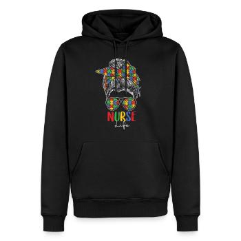Autisme - Sweat à capuche Premium bio Homme - noir - Devant - Nico (187cm)